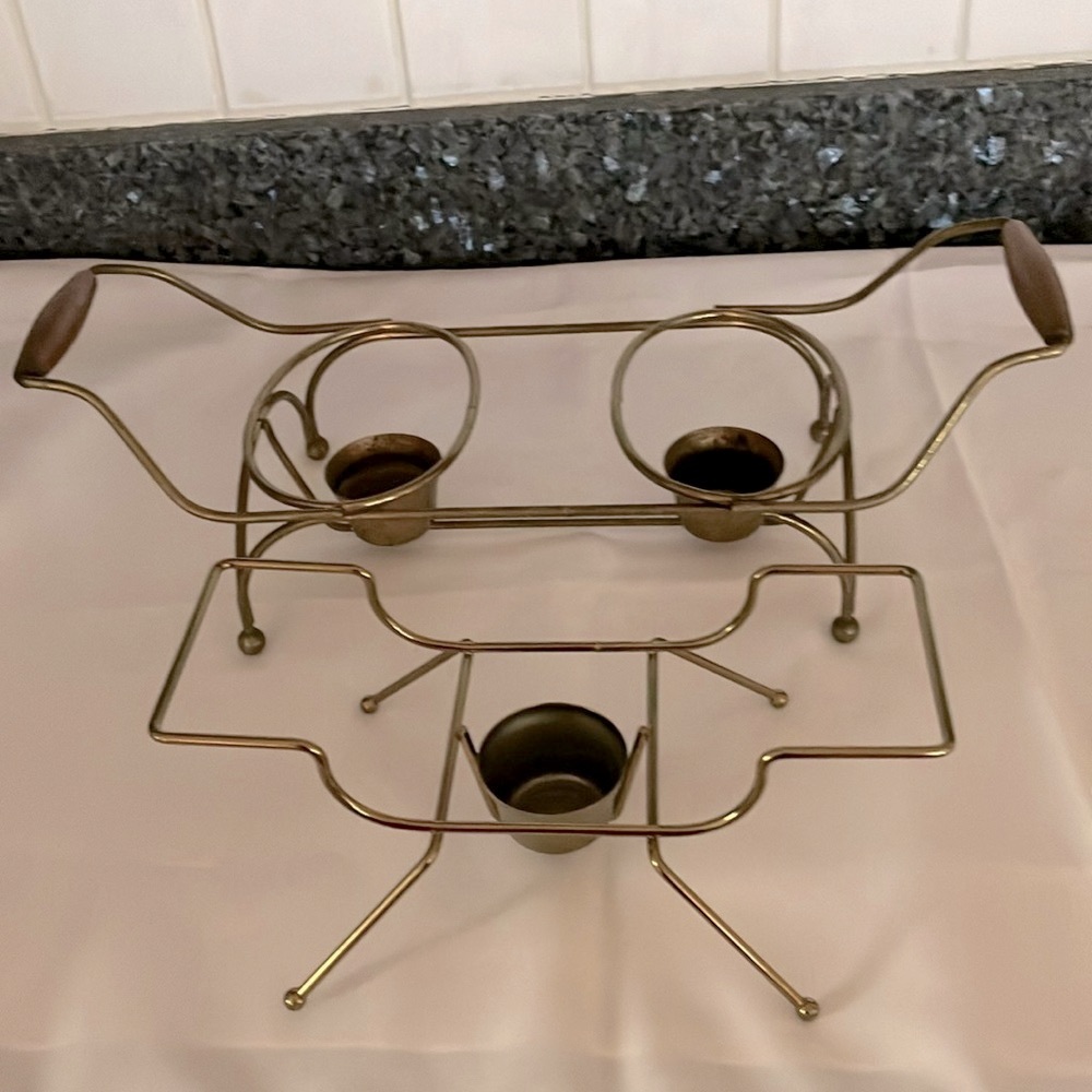 Vintage Mid Century Modern Casserole Sterno/Candle Warmer Carriers (2)